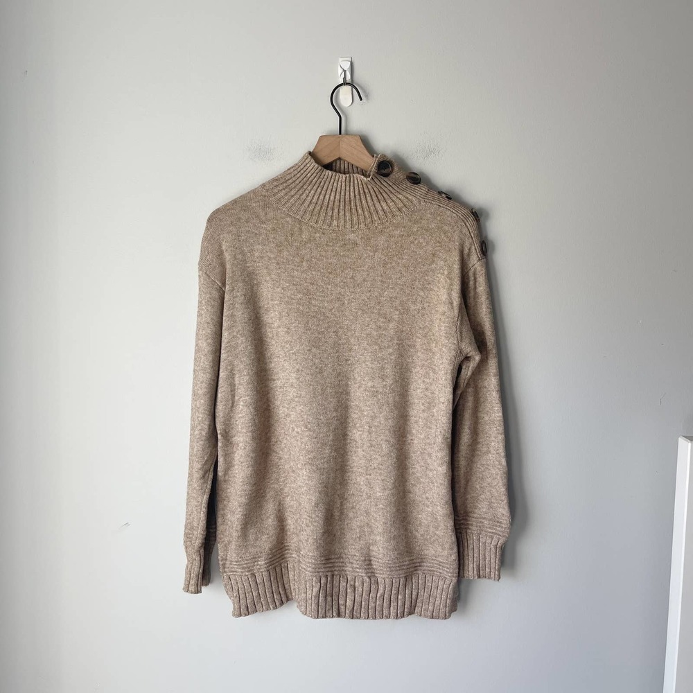 Anthropologie Women's Light Brown Mock Neck Pullover Sweater Size XS